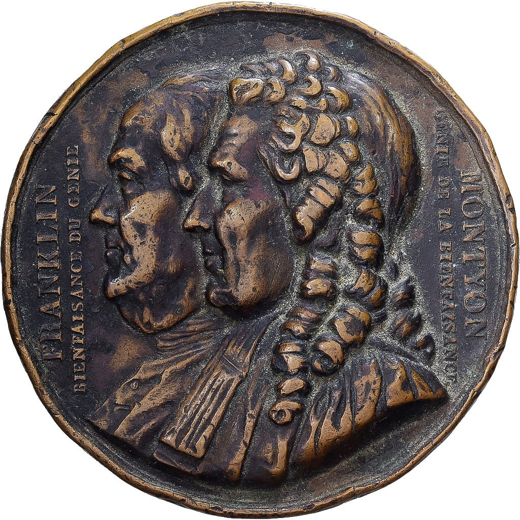 França, medalha, Société Franklin et Montyon, 1833, Bronze, VF(30-35)
