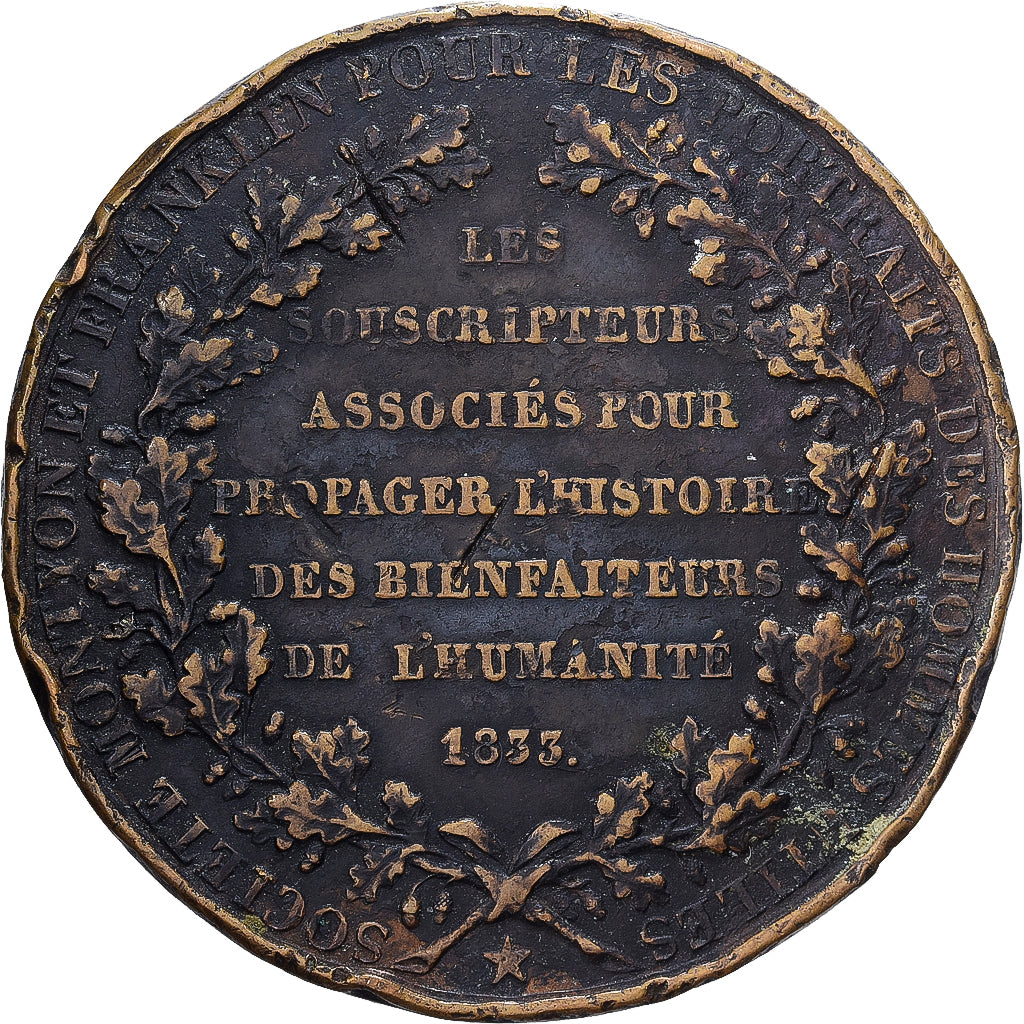 França, medalha, Société Franklin et Montyon, 1833, Bronze, VF(30-35)
