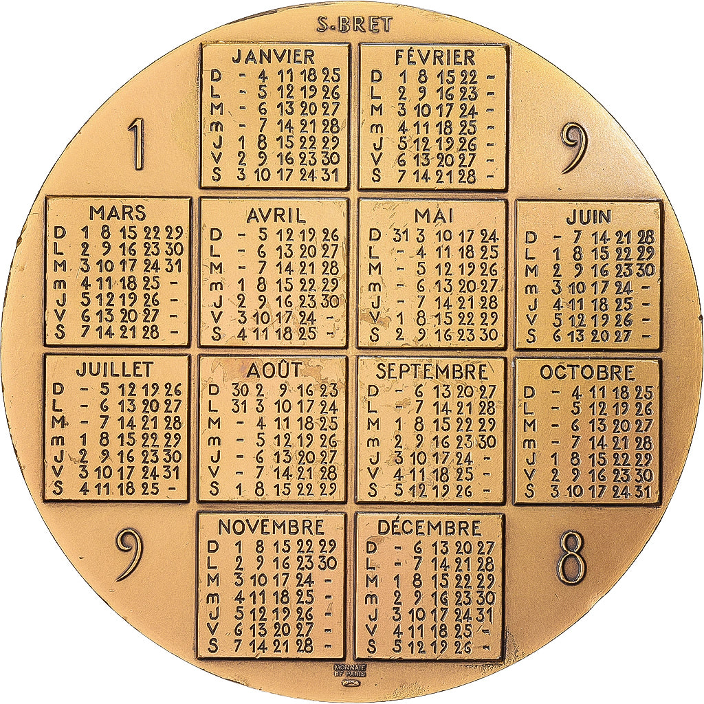 França, medalha, Calendrier, 1998, Bronze, Bret, AU(50-53)