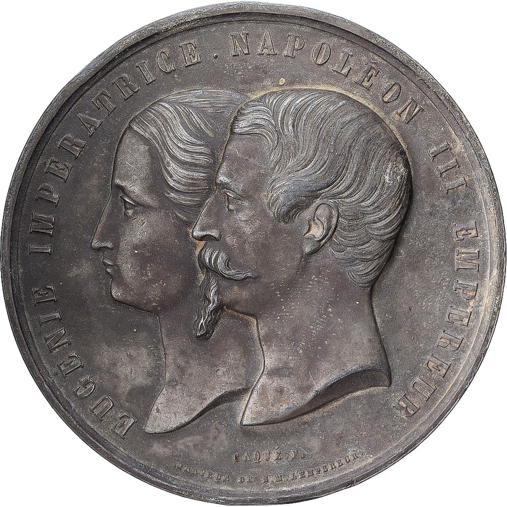 Francia, medaglia, Eugénie et Napoléon III, Palais de l'Industrie, Zinco