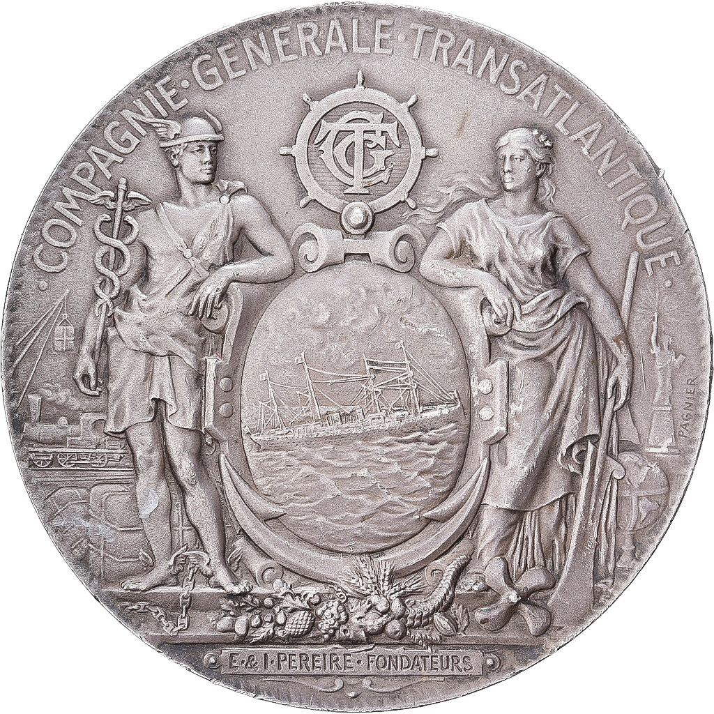 France, Médaille, Compagnie Générale Transatlantique, Services Postaux, 1971
