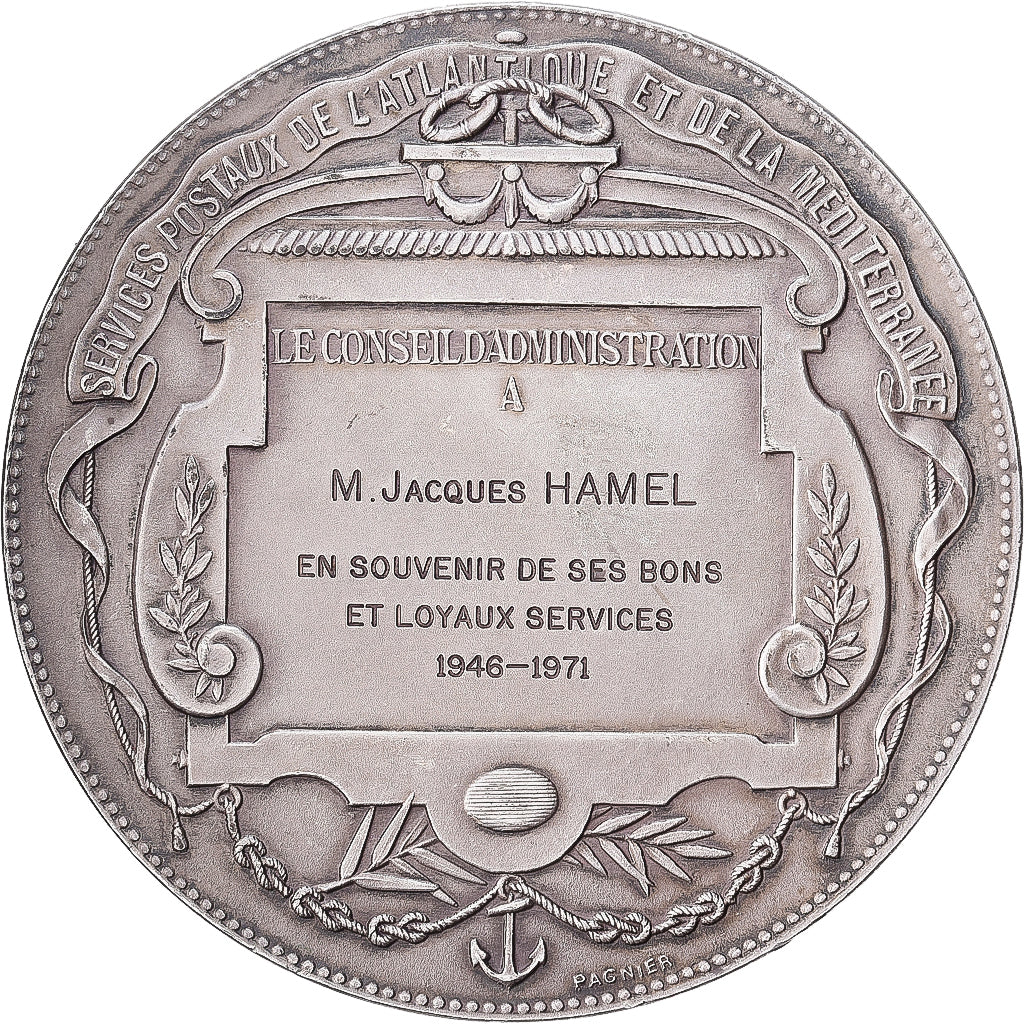 France, Médaille, Compagnie Générale Transatlantique, Services Postaux, 1971
