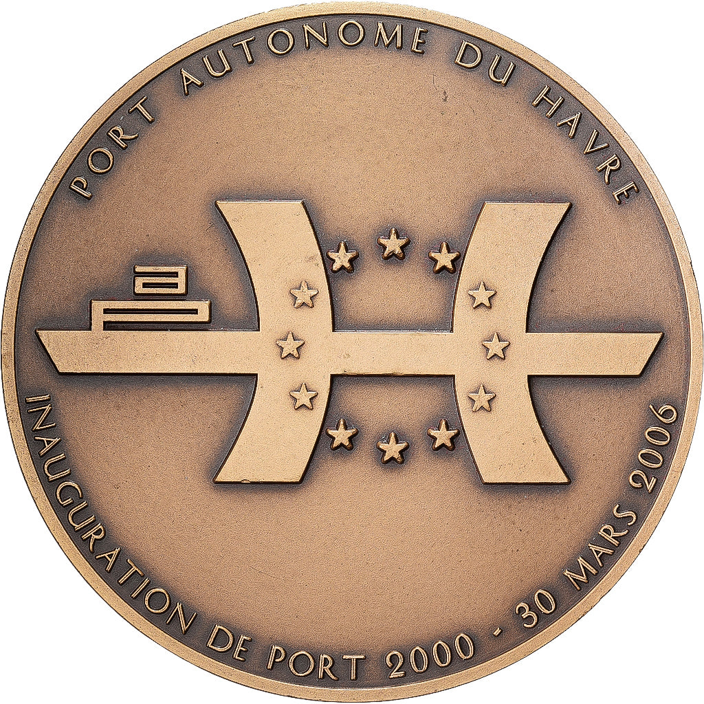 Francia, medalla, Inauguration du Port Autonome du Havre, 2006, Bronce, Pichard