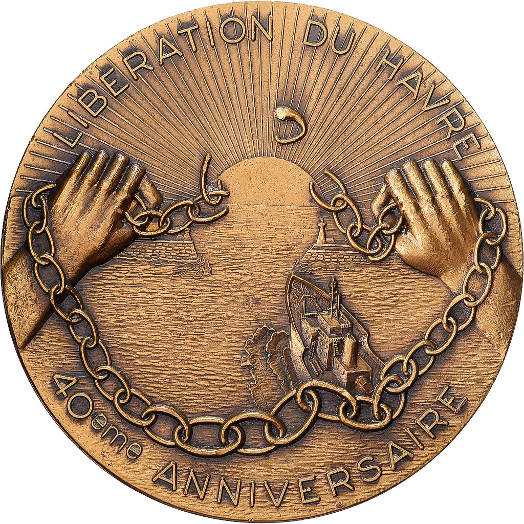 Francja, medal, 40ème Anniversaire de la Libération du Havre, Brązowy, MS(63)