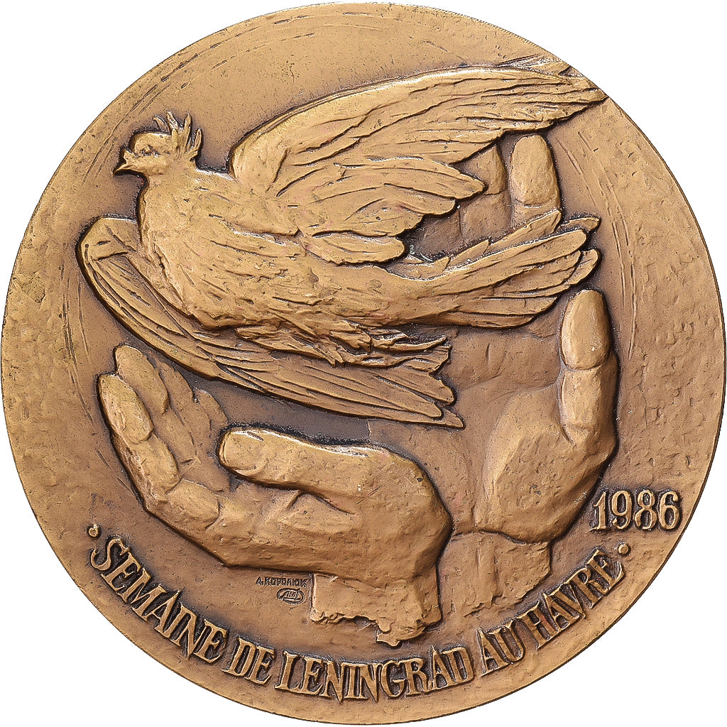 França, medalha, Semaine de Léningrad au Havre, 1986, Bronze, MS(63)