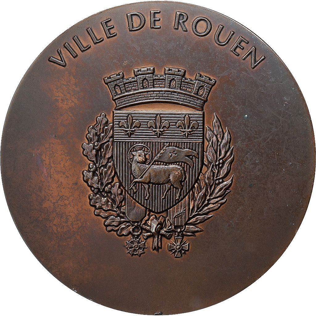 Francia, medalla, Jean Lecanuet, Ville de Rouen, 1993, Bronce, Javaudin, MBC+