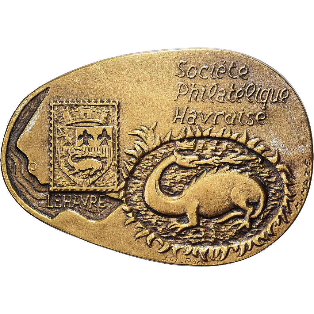 Frankrijk, Medaille, Société Philatélique Havraise, 1996, Bronzen, Maze, PR