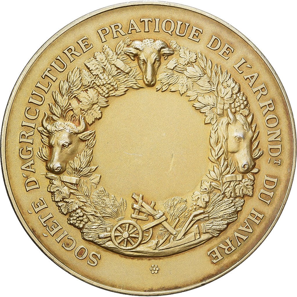 França, medalha, Société d'Agriculture du Havre, Vermeil, Roty, AU(50-53)