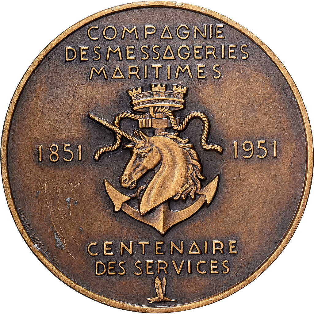 Frankreich, Medaille, Compagnie des Messageries Maritimes, 1951, Bronze