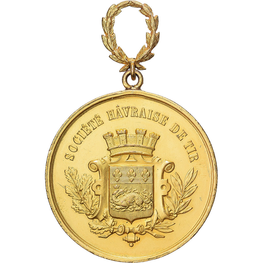 Francia, medalla, Société Havraise de Tir, Copper Gilt, EBC