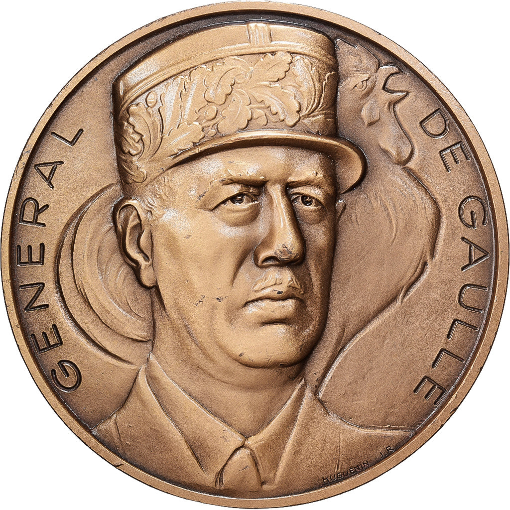 Francia, medaglia, Général de Gaulle, France Libre, 1990, Bronzo, Huguenin