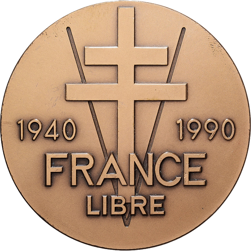 Francia, medaglia, Général de Gaulle, France Libre, 1990, Bronzo, Huguenin