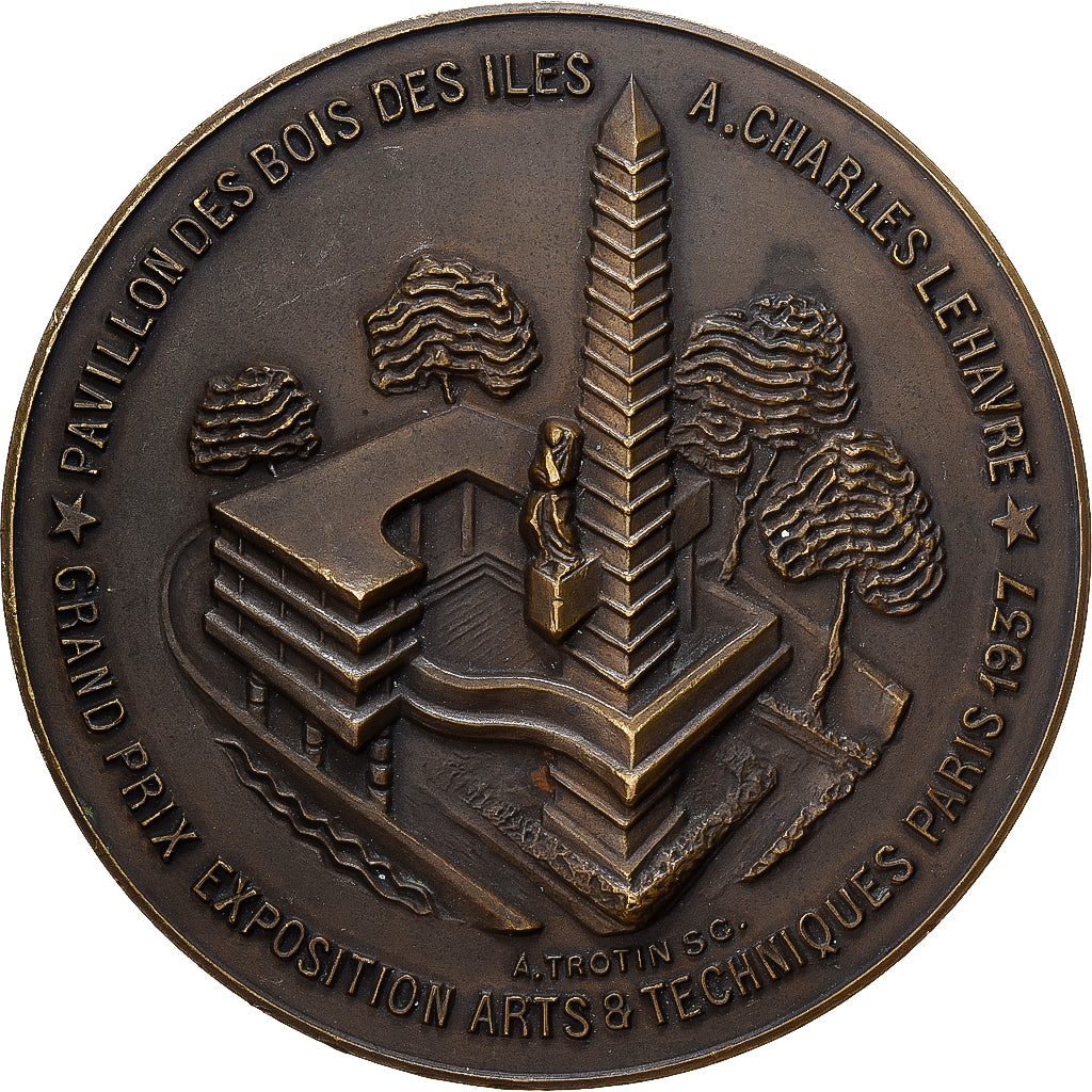 Frankrijk, Medaille, Le Havre, Porte Océane, 1937, Bronzen, Trotin, PR