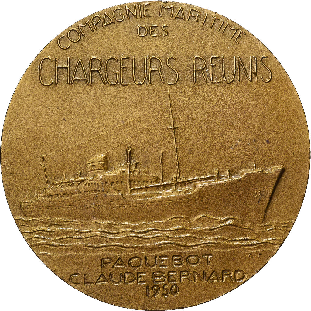 Frankreich, Medaille, Paquebot Claude Bernard, 1950, Bronze, SS+