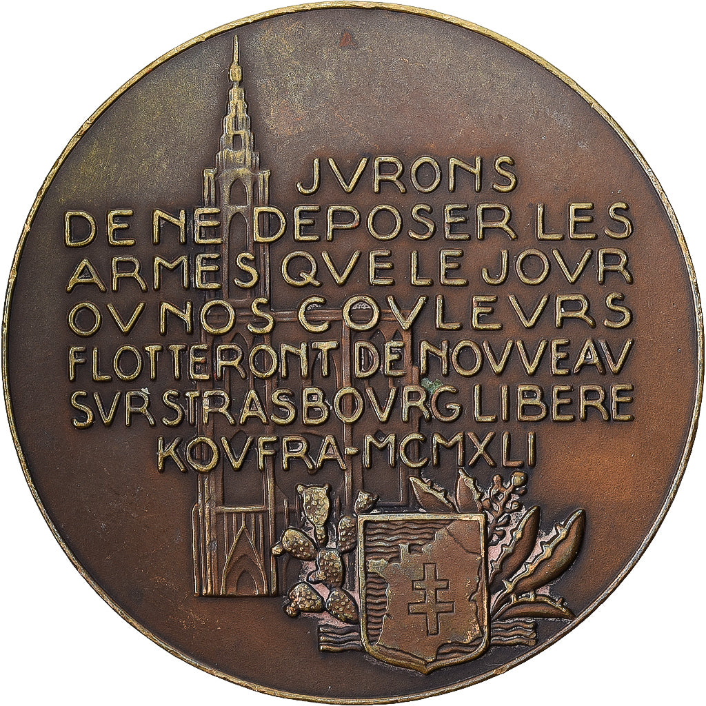 Francia, medalla, Général Leclerc, Serment de Koufra, 1941, Bronce, Vernon