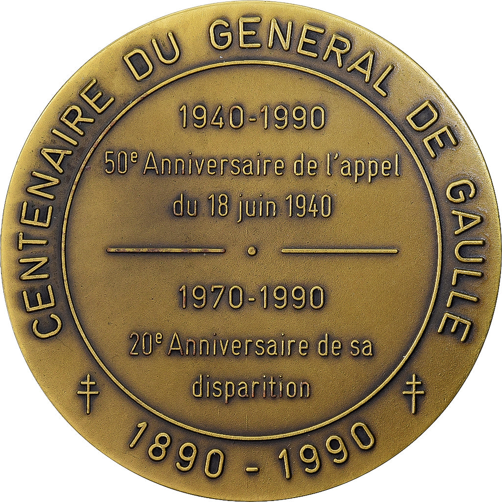 Frankreich, Medaille, Centenaire du Général De Gaulle, 1990, Silvered bronze