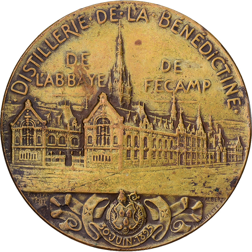 França, medalha, Distillerie de la Bénédictine, Abbaye de Fécamp, 1969
