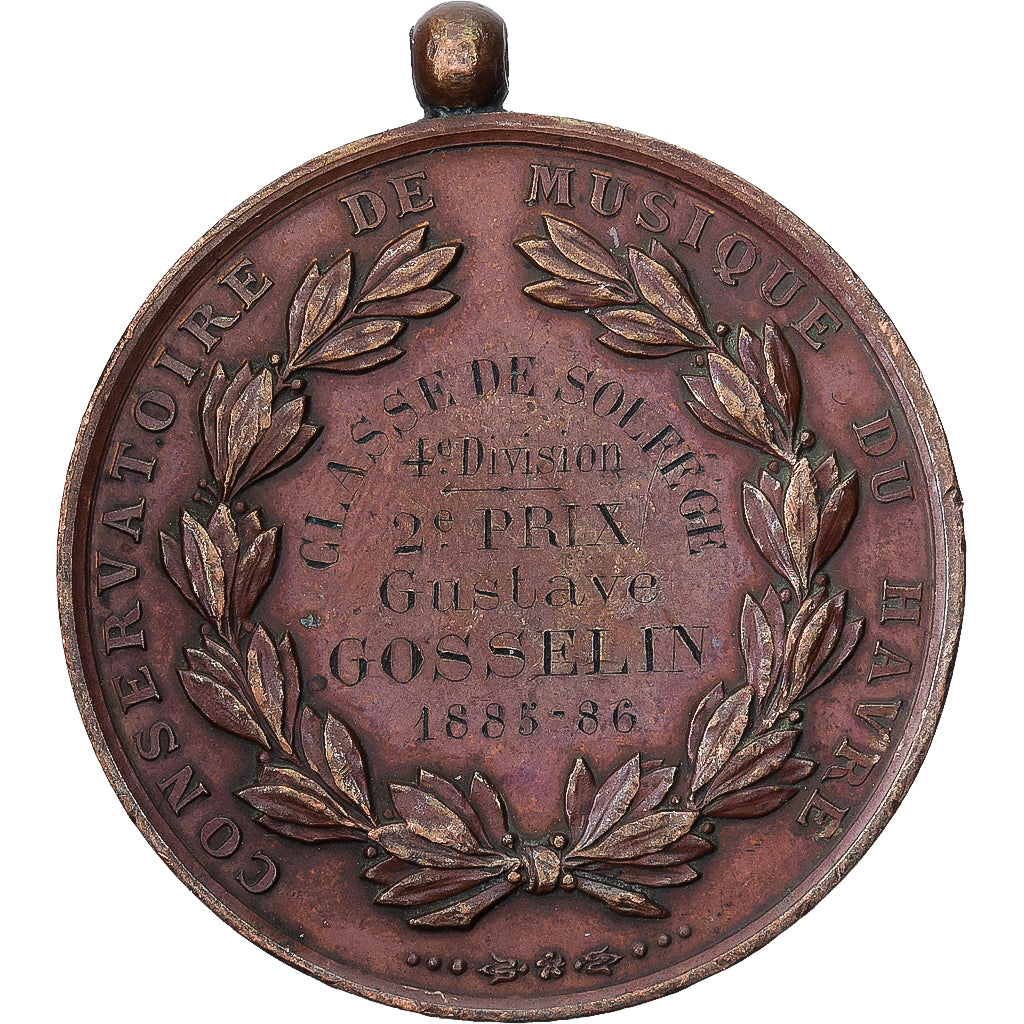 Frankreich, Medaille, Conservatoire de Musique du Havre, 1886, Kupfer, Noël, SS