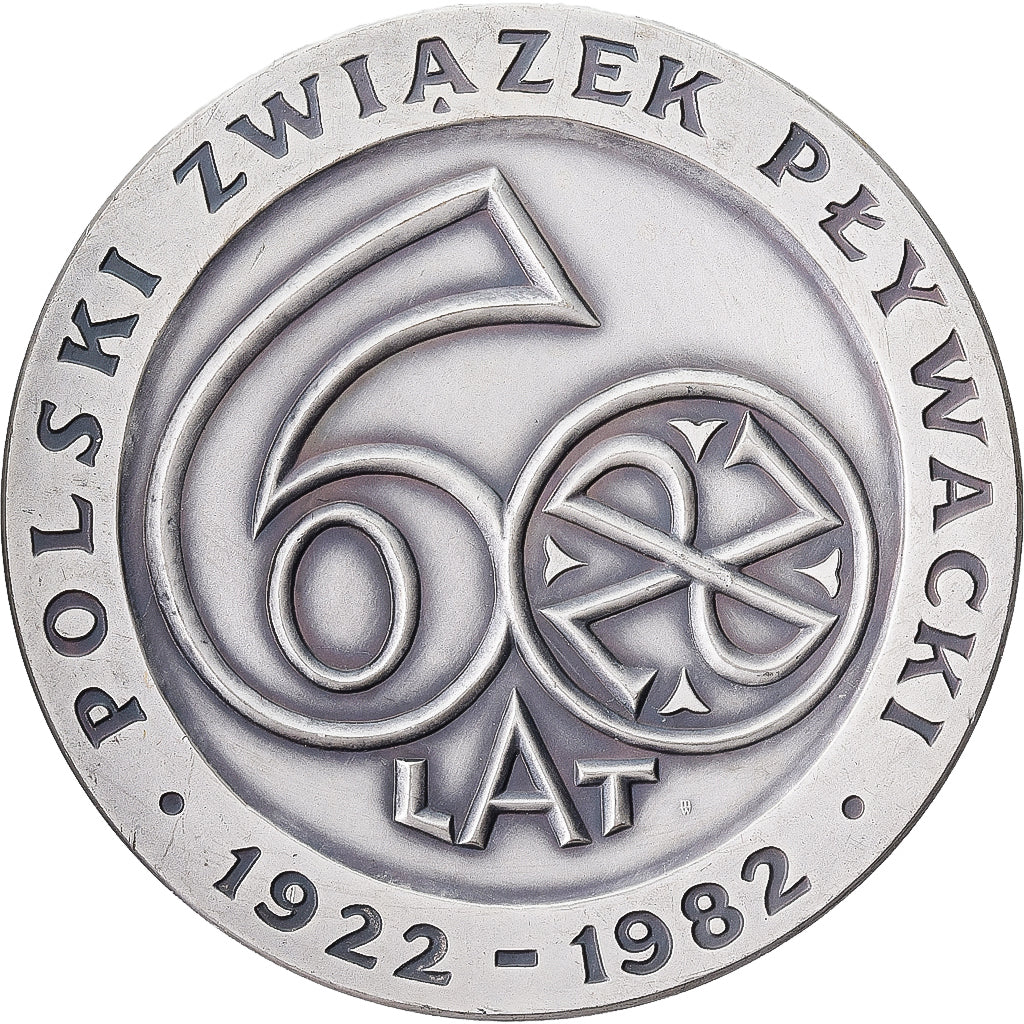 Polonia, medaglia, Polski Zwiazek Plywacki, 1982, Bronzo argentato, BB+
