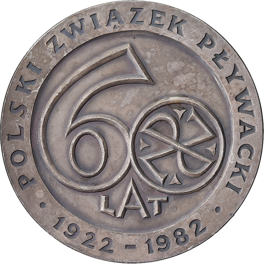 Polonia, medaglia, Polski Zwiazek Plywacki, 1982, Bronzo argentato, BB