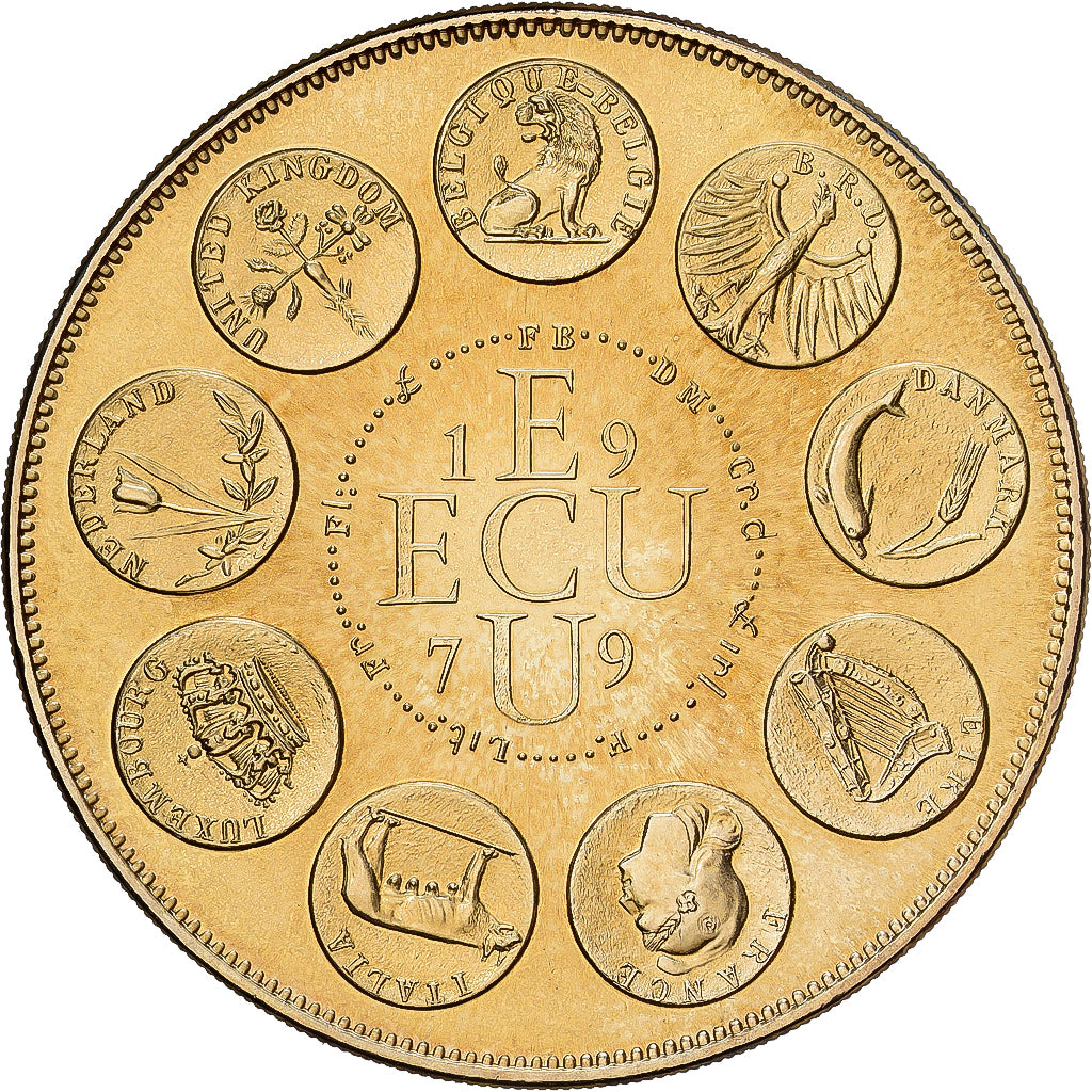 France, Medal, Ecu Europa, 1979, Gilt Bronze, Rodier, MS(64)