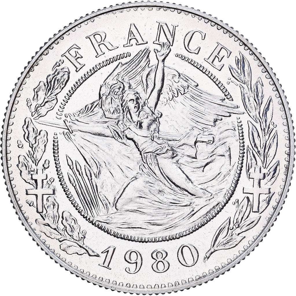 Francia, zeton, Général De Gaulle, 1980, Plata, FDC