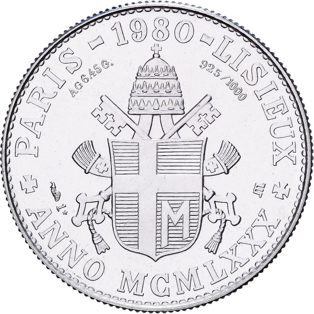 France, Medal, Jean-Paul II, Paris-Lisieux, 1980, Monnaie de Paris, Silver