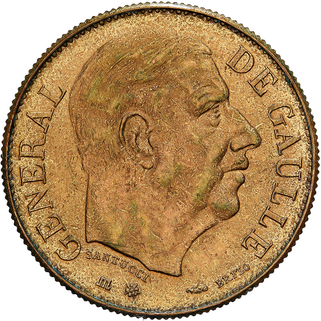 Francia, zeton, Général De Gaulle, 1980, Bronze Florentin, Santucci, EBC