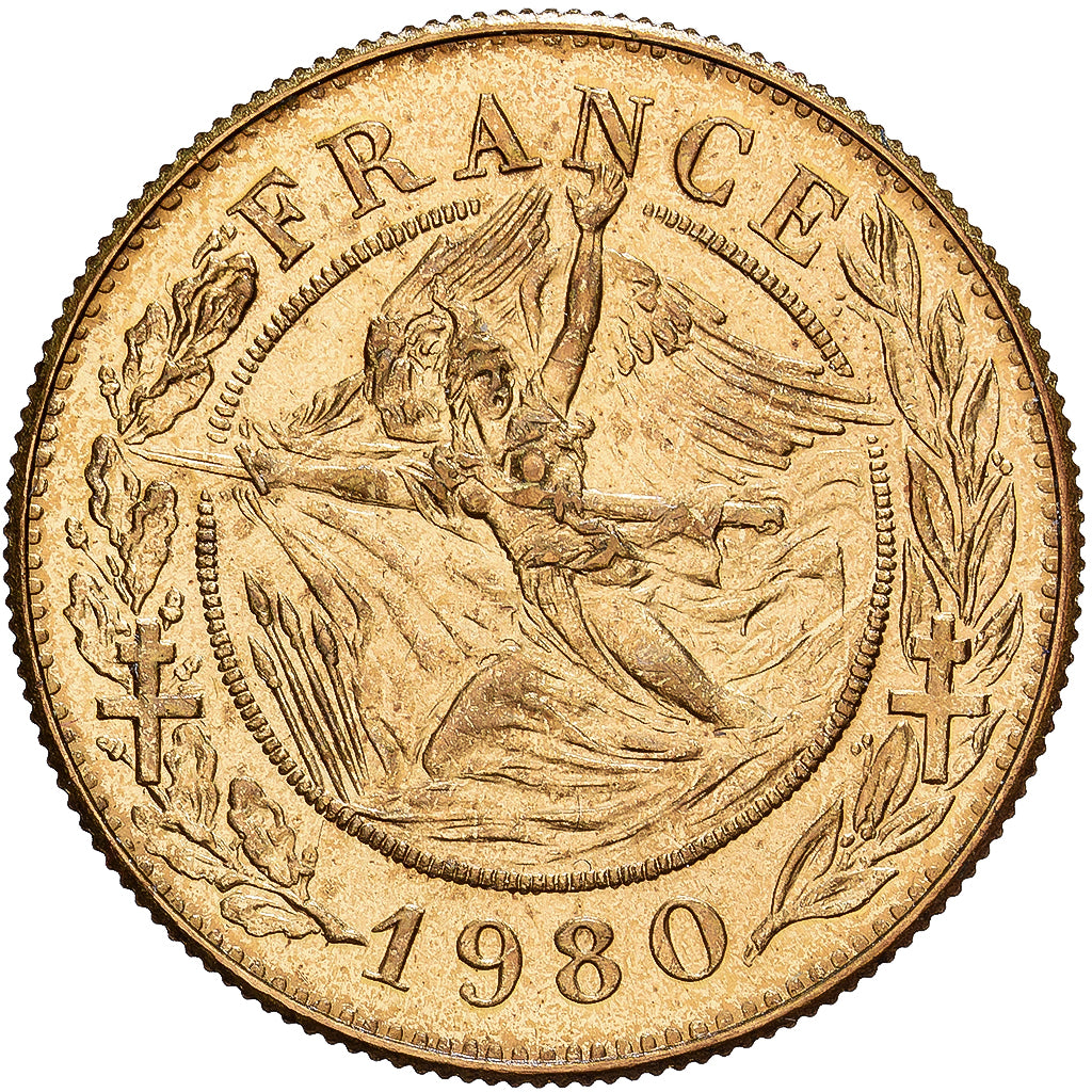 Francia, zeton, Général De Gaulle, 1980, Bronze Florentin, Santucci, EBC