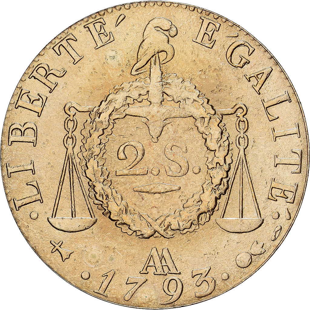 France, Medal, Reproduction Deux Sols aux Balances, Révolution 1793