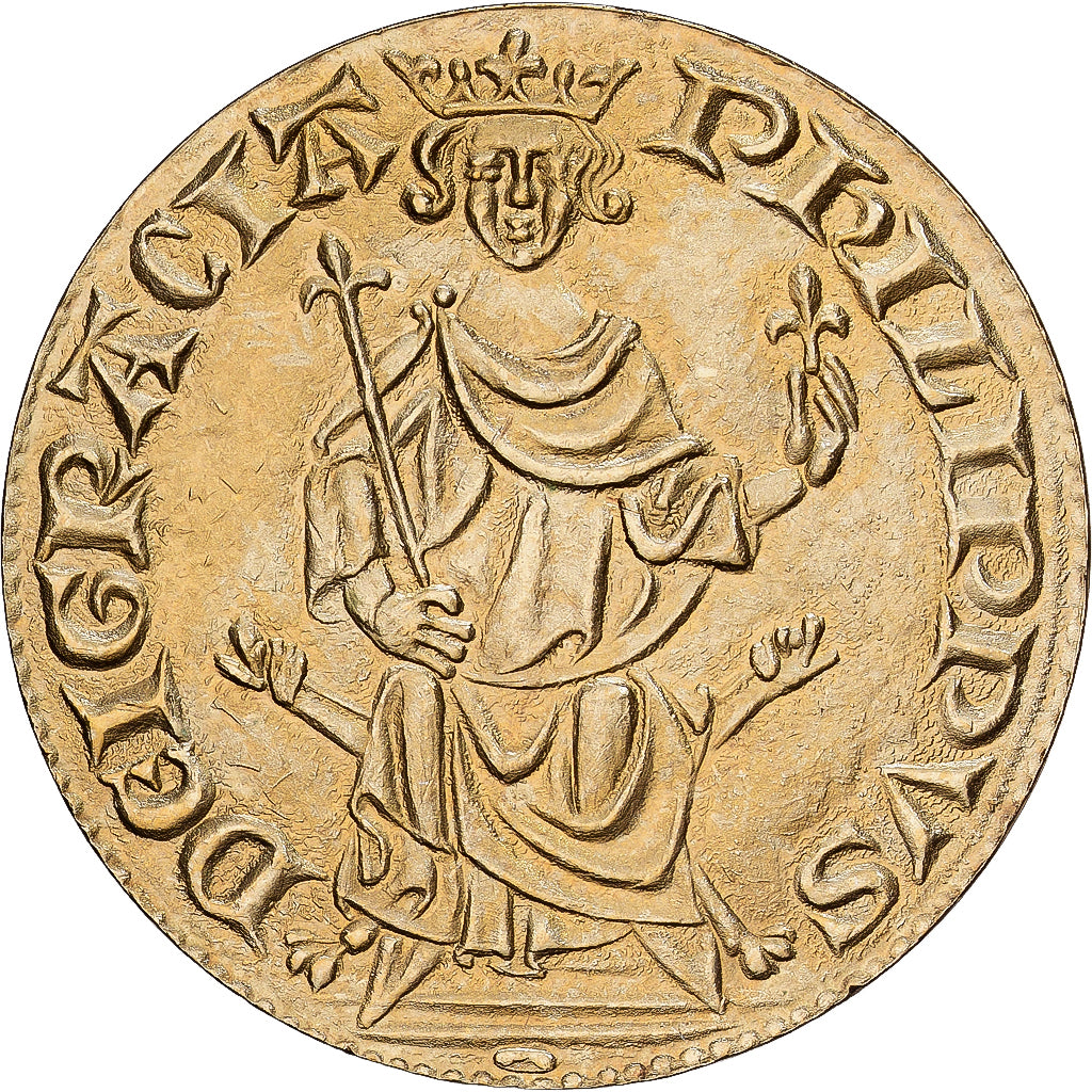Francia, medalla, Reproduction Petit Royal d'Or de Philippe IV Le Bel, Cobre -