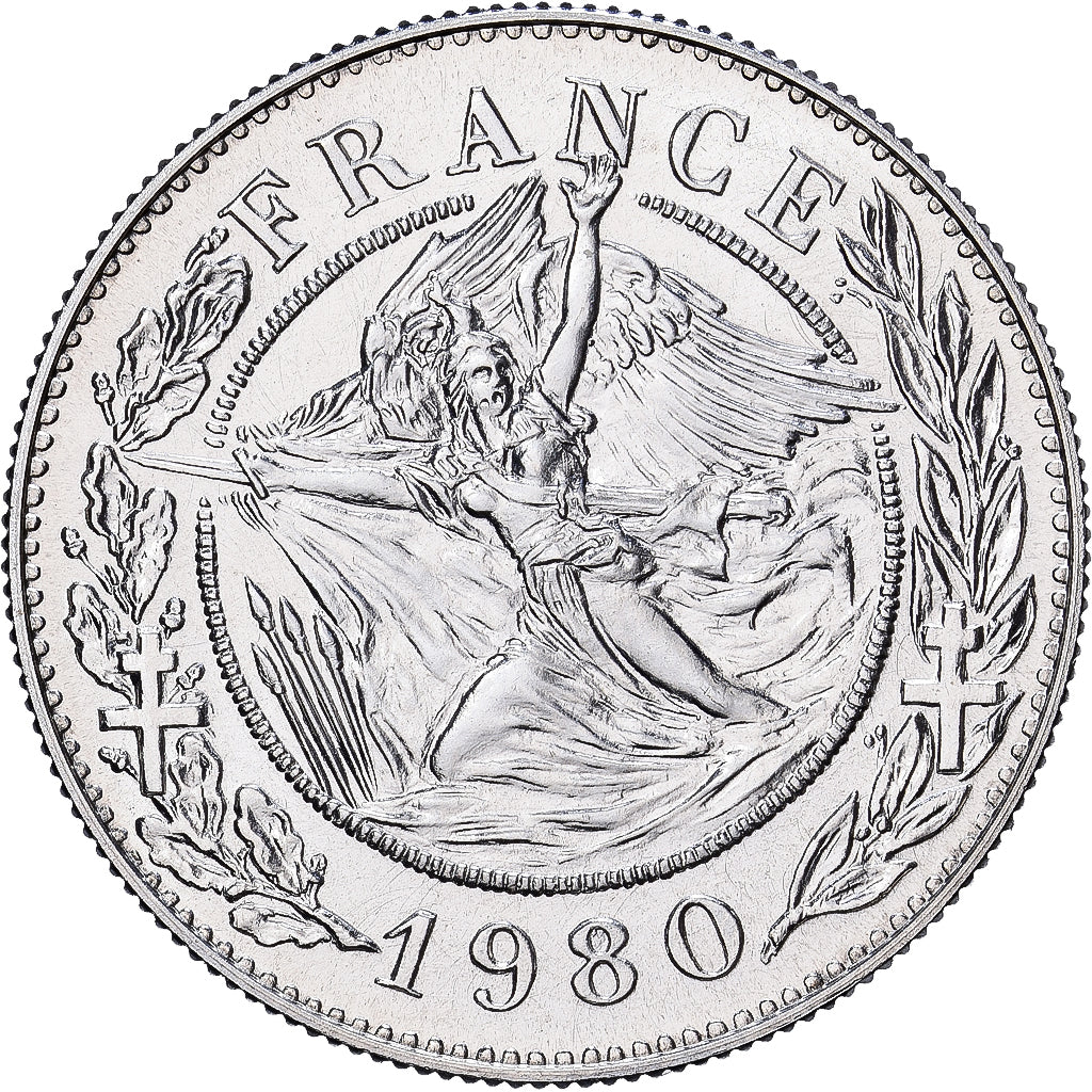 France, Token, Général De Gaulle, 1980, Silver, MS(65-70)