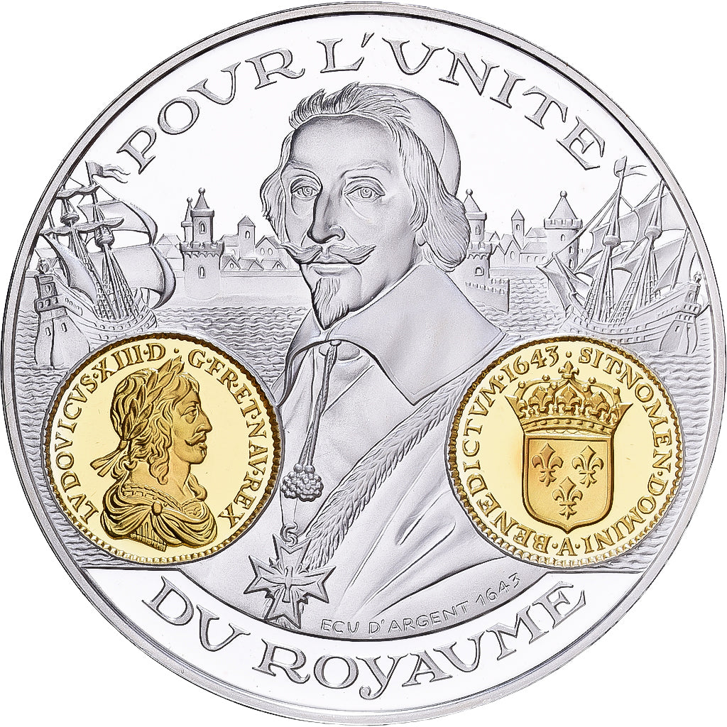 Francja, medal, Histoire Monétaire, Ecu d'Argent, Louis XIII, Srebro, MS(65-70)