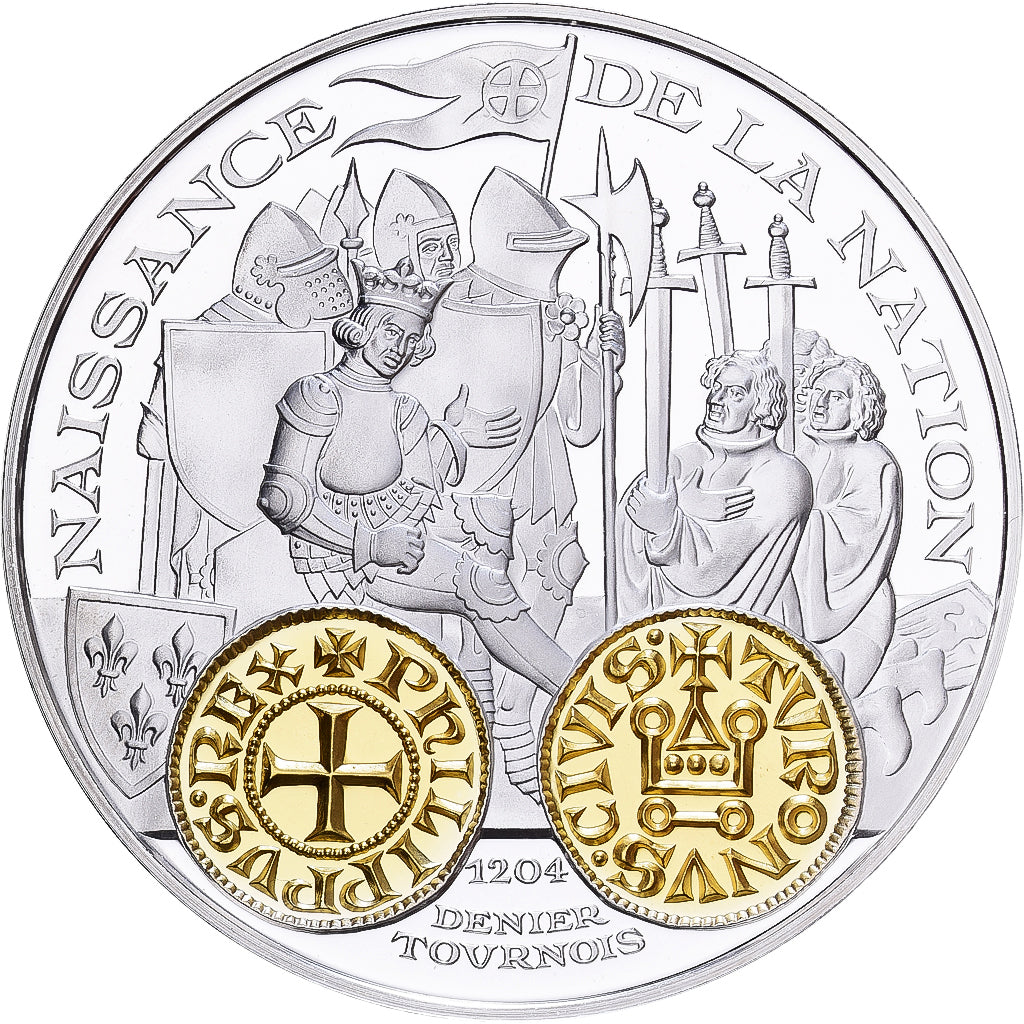 Francja, medal, Histoire Monétaire, Denier Tournois, Srebro, MS(65-70)