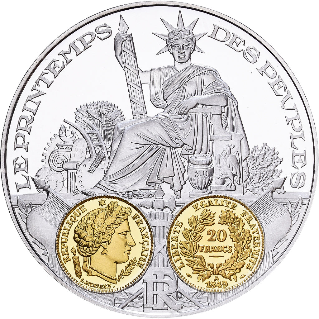 France, Medal, Histoire Monétaire, 20 Francs Or Cérès, Silver, MS(65-70)