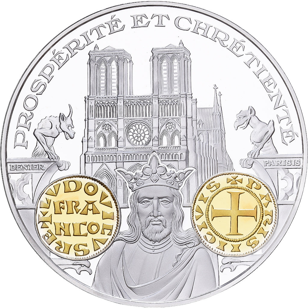 Francja, medal, Histoire Monétaire, Denier Parisis, Louis VII, Srebro