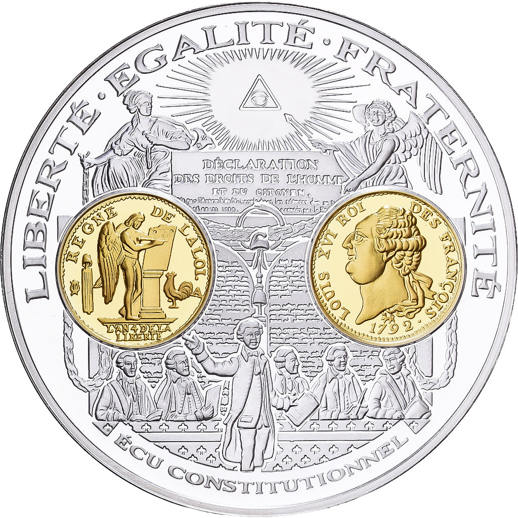 France, Medal, Histoire de la Monnaie Française, Ecu Constitutionnel, Silver