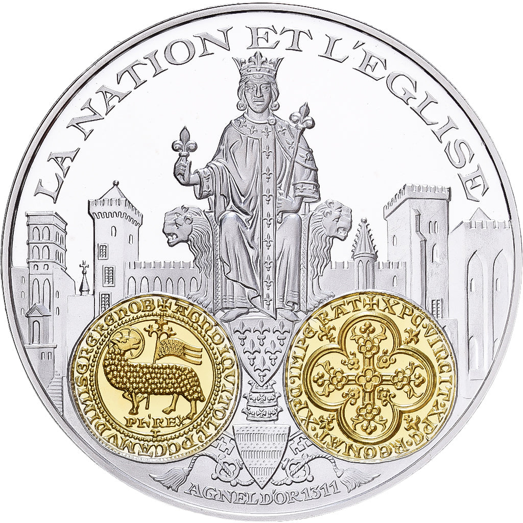 France, Medal, 2000 Ans d'Histoire Monétaire, Agnel d'Or, Silver, MS(65-70)