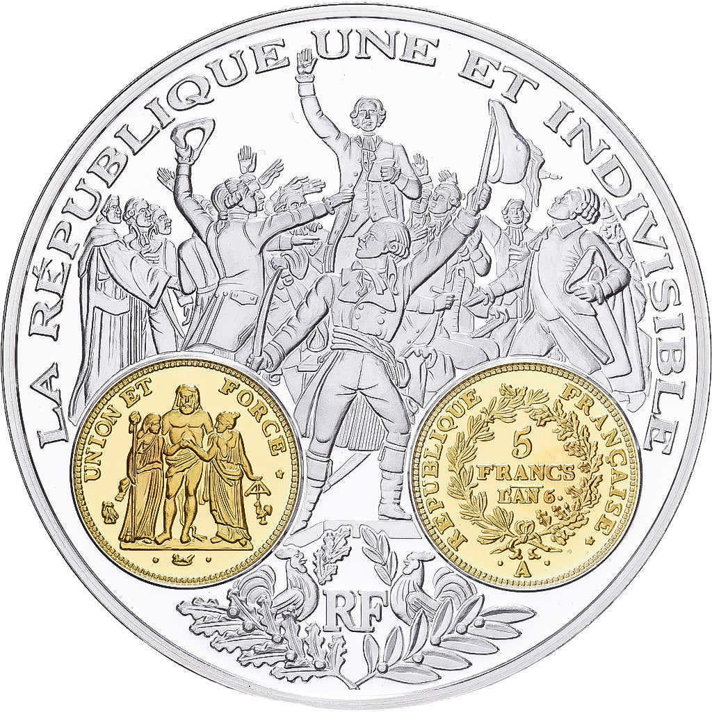Francia, medalla, Histoire Monétaire, 5 Francs Union et Force, Plata, FDC
