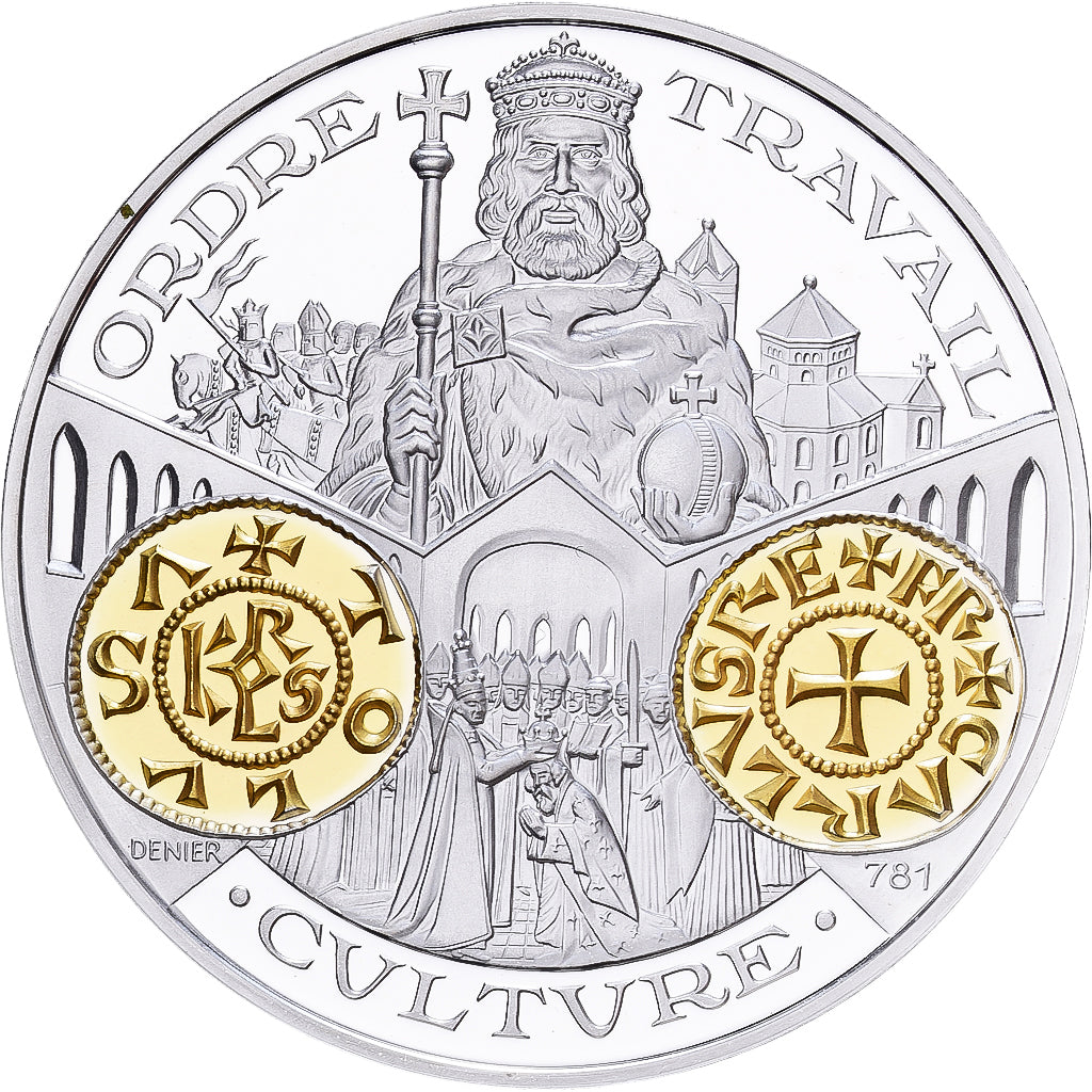 France, Medal, Histoire Monétaire, Denier Carolingien, Silver, MS(65-70)
