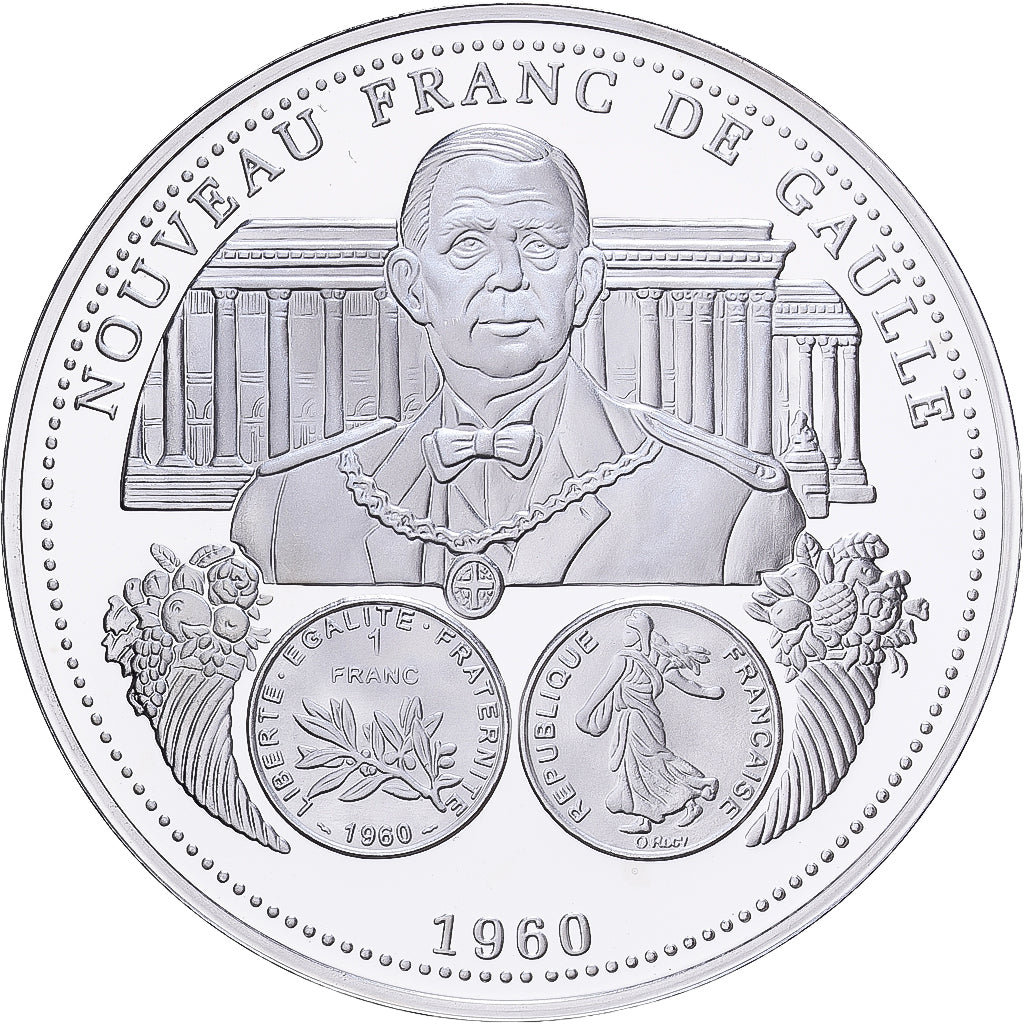 France, Medal, Nouveau Franc De Gaulle, Silver, MS(65-70)