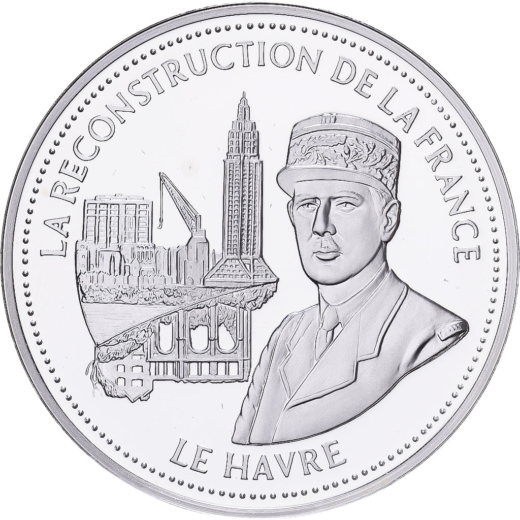 France, Medal, De Gaulle, La Reconstruction de la France, Silver, MS(65-70)