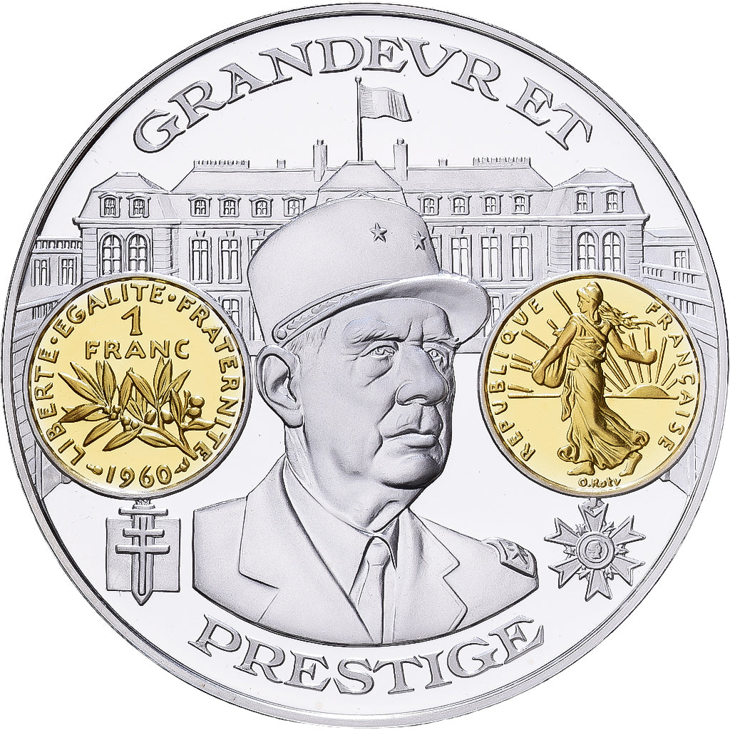 Frankreich, Medaille, Histoire Monétaire, Franc Semeuse, De Gaulle, Silber