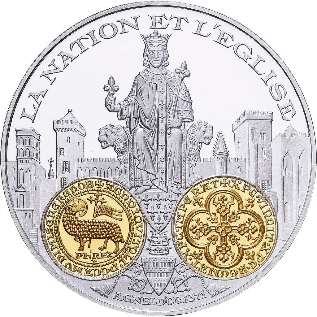France, Médaille, 2000 Ans d'Histoire Monétaire, Agnel d'Or, Argent, FDC
