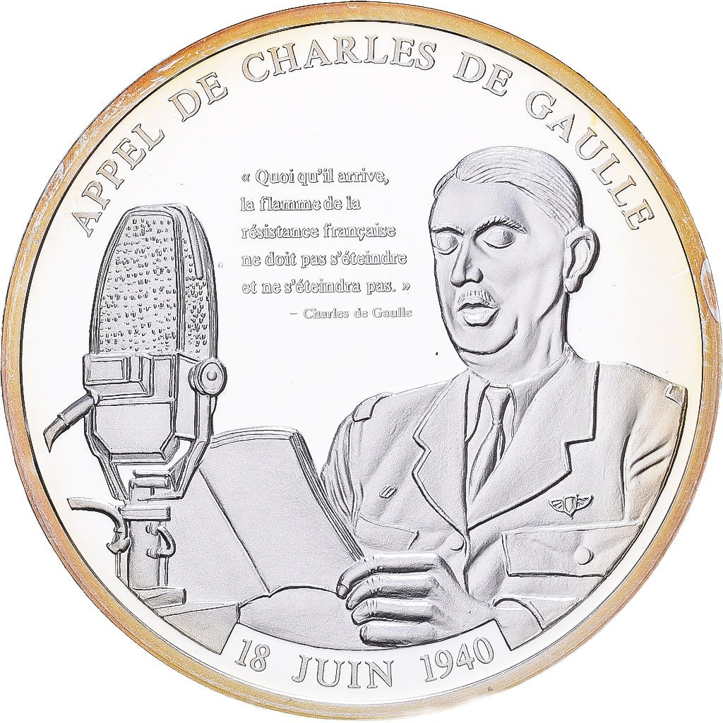 Francia, medalla, Charles de Gaulle, Vie et Héritage, Plata chapada en cobre