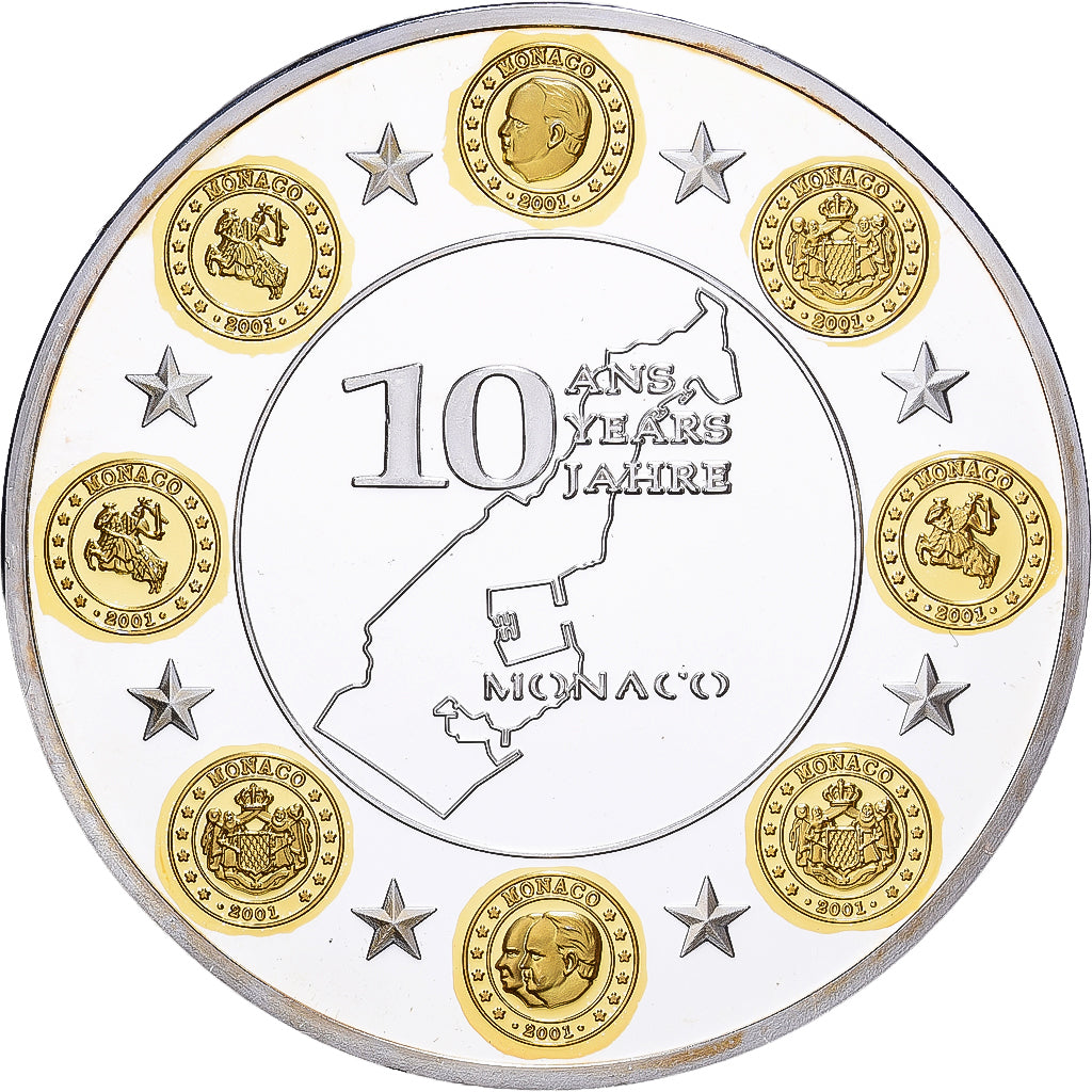 Monaco, medaglia, 10 Ans de l'Europe, Monaco, Copper Plated Silver, FDC