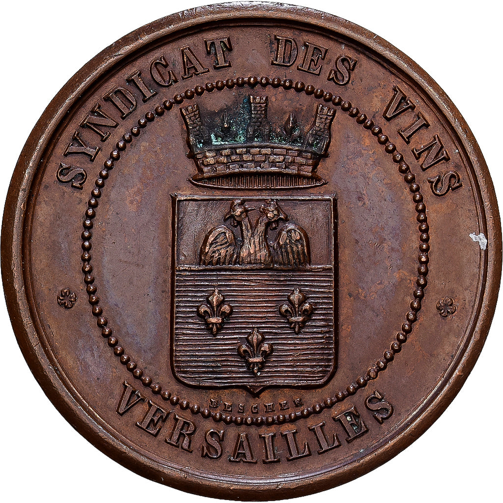 France, Token, Syndicat des Vins, Versailles, 1871, Copper, Bescher, AU(55-58)