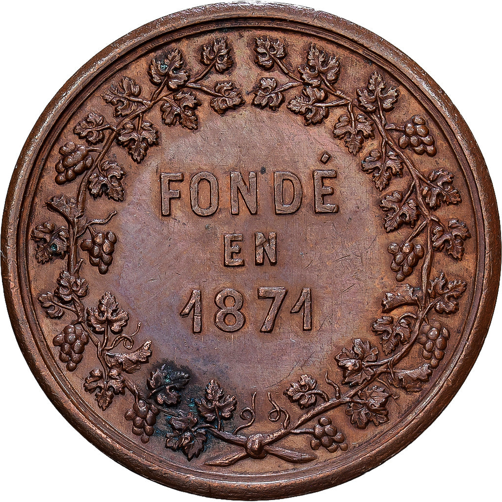 France, Token, Syndicat des Vins, Versailles, 1871, Copper, Bescher, AU(55-58)