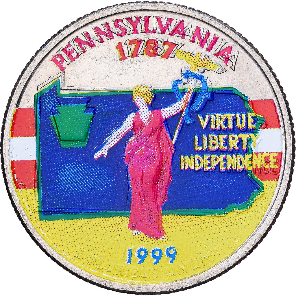 États-Unis, quarter dollar, 1999, Denver, PENNSYLVANIA, Cupronickel plaqué