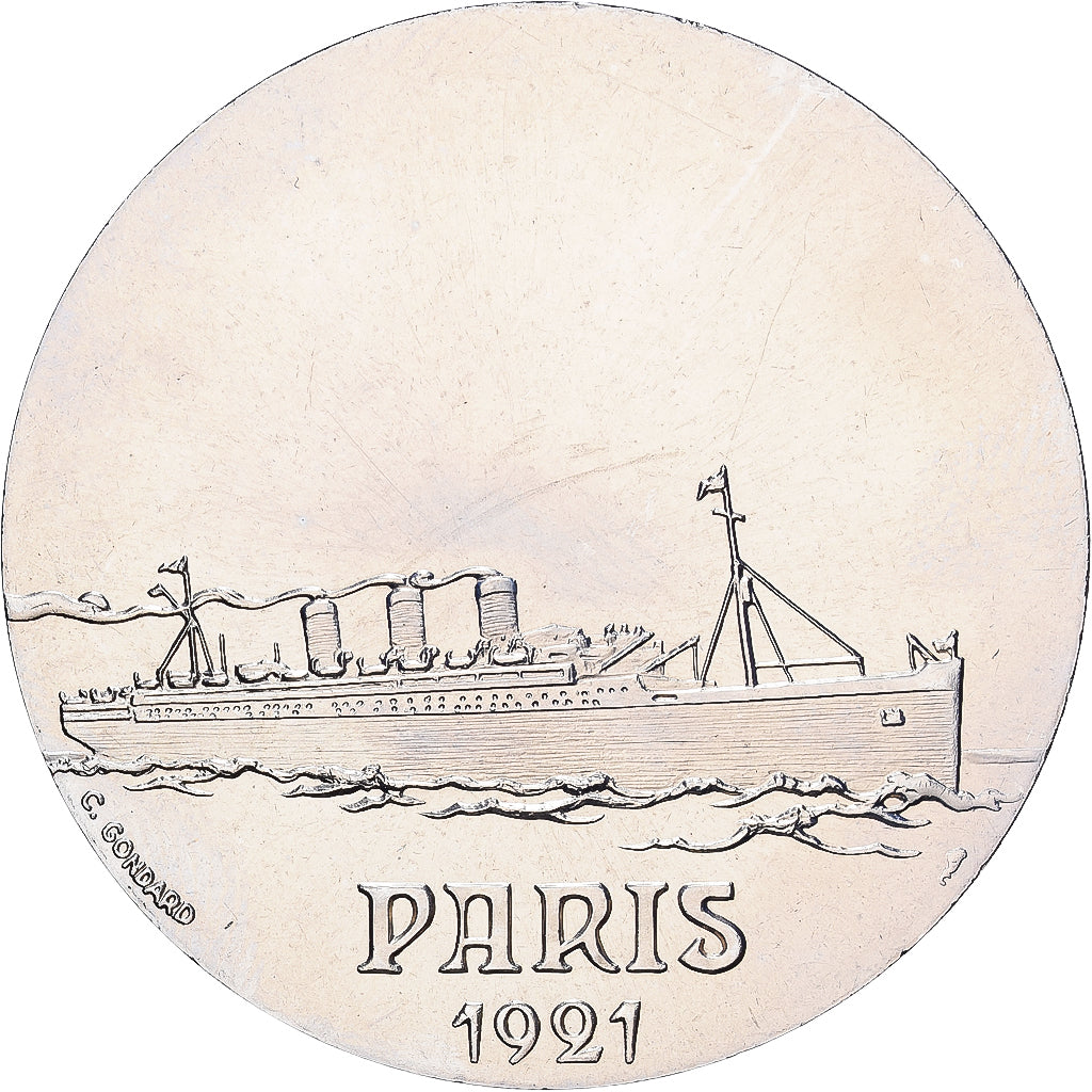 France, Medal, Les Grands Transatlantiques, Paris, Copper-nickel, C. Gondard